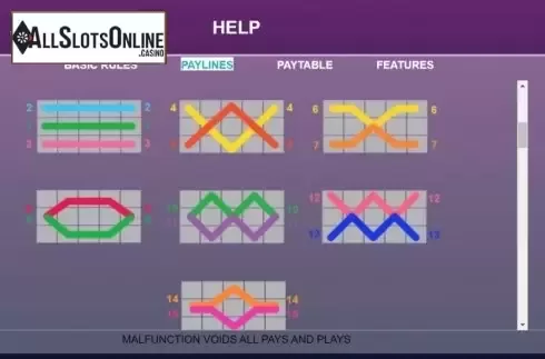 Paytable screen 2. Mad Road from Arrows Edge