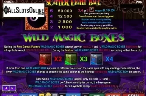 Paytable 1. Magic Boxes from Microgaming