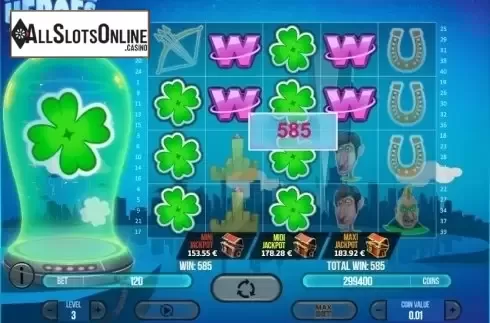 Win screen. Mega Power Heroes from Fugaso