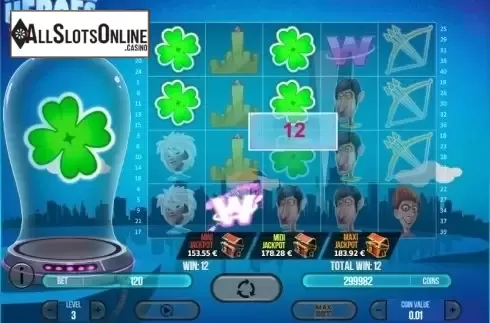 Wild Win screen. Mega Power Heroes from Fugaso