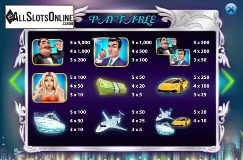Paytable. Millionaires from KA Gaming