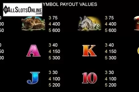 Paytable 2. Mistress of Amazon from Platipus