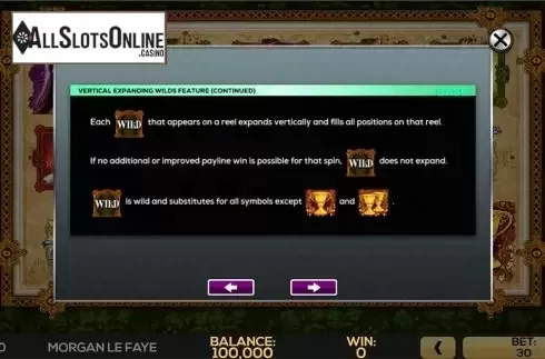 Paytable 3. Morgan Le Faye from High 5 Games