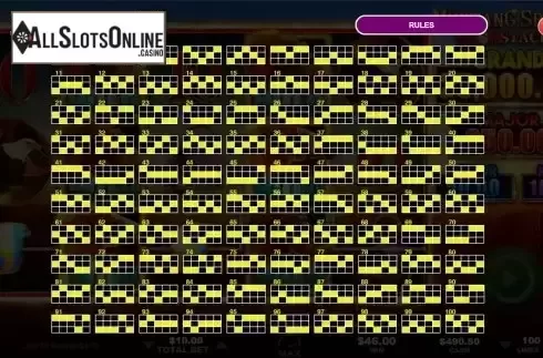Paylines screen