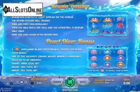 Respin feature screen
