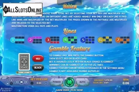 Paylines screen