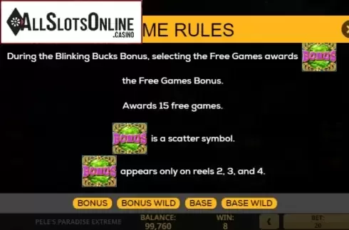 Paytable 2. Peles Paradise Extreme from High 5 Games