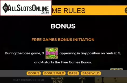 Paytable 1. Peles Paradise Extreme from High 5 Games