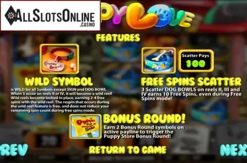 Paytable 2. Puppy Love from Betsoft