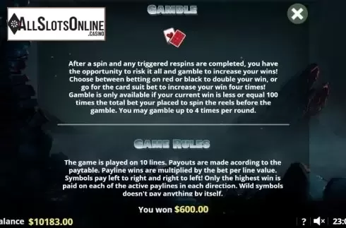 Paytable 3. Quartz SiO2 from Lady Luck Games