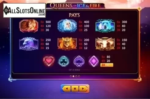 Paytable 2. Queens of Ice and Fire from Skywind Group