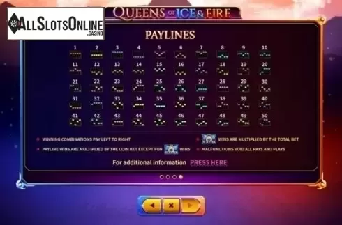 Paytable 4. Queens of Ice and Fire from Skywind Group
