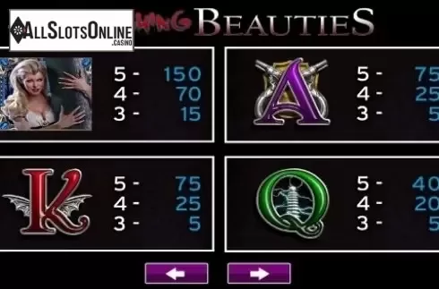 Paytable 2. Ravishing Beauties from High 5 Games