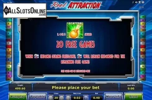 Paytable 3. Reel Attraction from Greentube