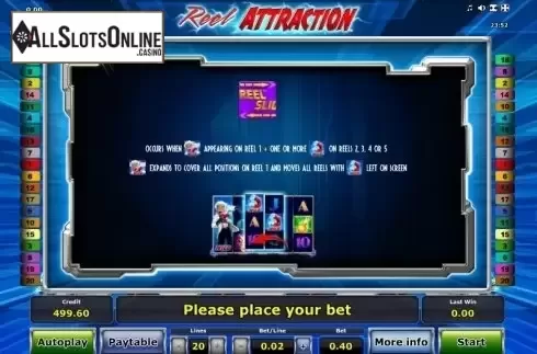 Paytable 2. Reel Attraction from Greentube