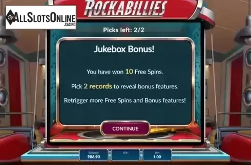 Bonus Game screen