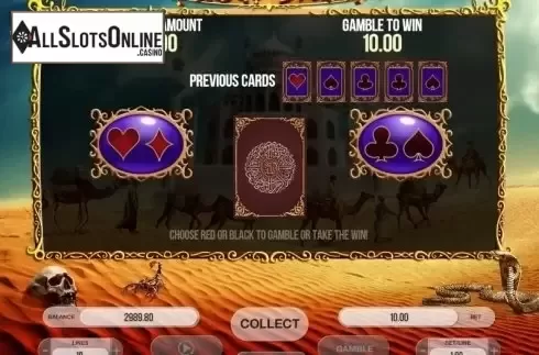 Risk (Double up) game screen. Sahara's Dreams from Fugaso