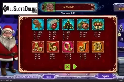 Paytable screen