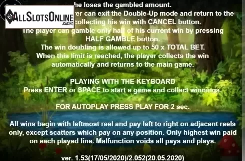 Paytable 5. Silver Creek Giant from Casino Technology