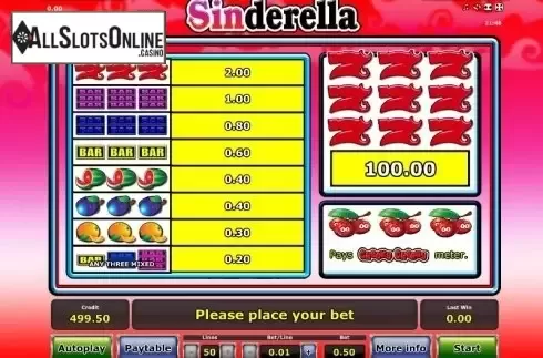 Paytable 1. Sinderella from Greentube