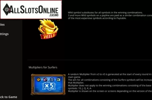 Paytable 2. Surf Zone from Evoplay Entertainment