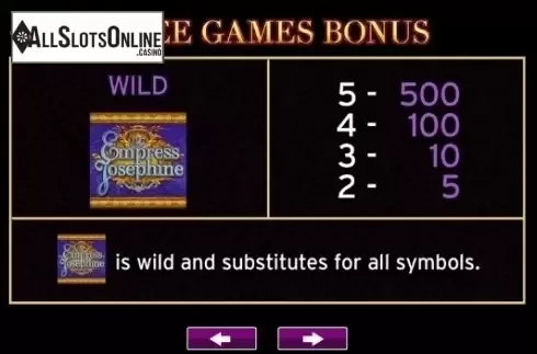 Paytable 1. The Empress Josephine from High 5 Games
