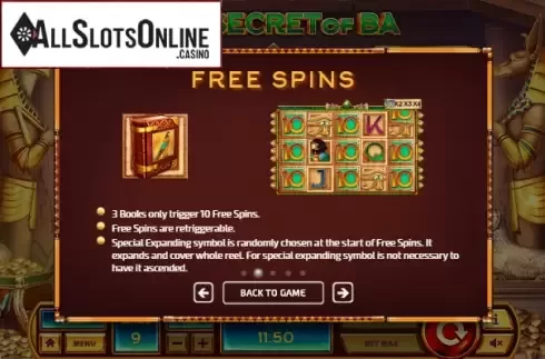 Paytable 2. The Secret of Ba from Tom Horn Gaming