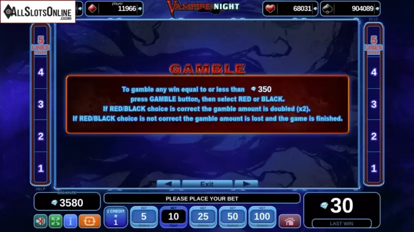 Gamble. Vampire Night from EGT