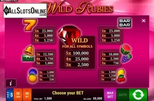 Screen2. Wild Rubies from Gamomat