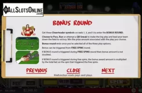 Bonus raund screen