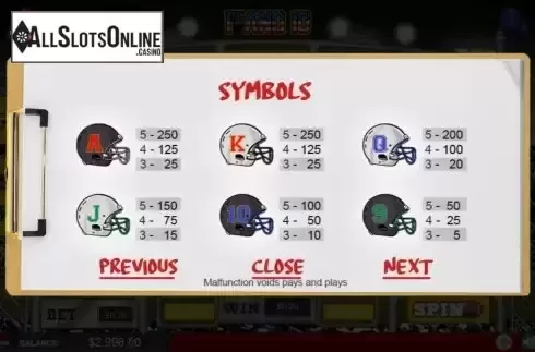 Paytable screen 2