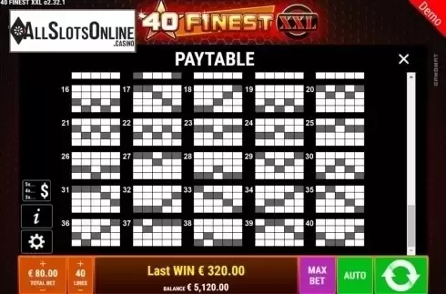 Paylines 2. 40 Finest XXL from Gamomat