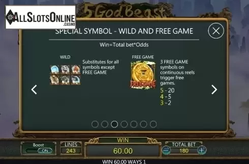 Paytable 3. 5 God Beast from Dragoon Soft