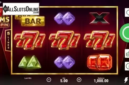 Reel Screen. 777 Gems Respin from Booongo