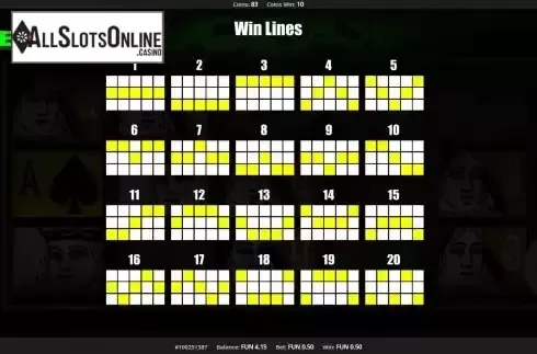 Paylines screen