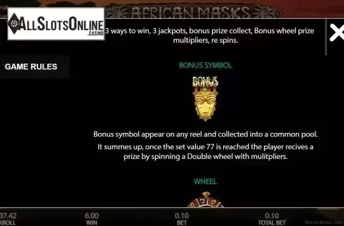Bonus symbol screen