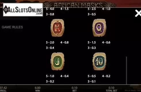Paytable screen 2