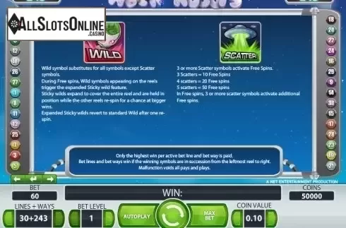 Paytable 1. Alien Robots from NetEnt