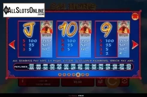 Paytable 4. Cai Hong from RTG