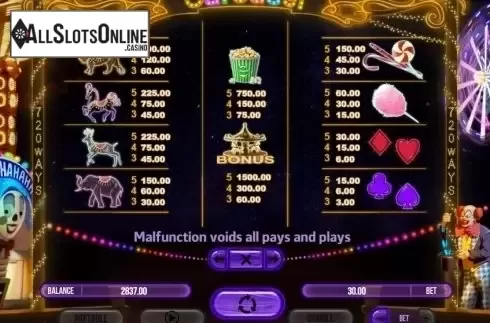 Paytable 1. Carousel (Fugaso) from Fugaso