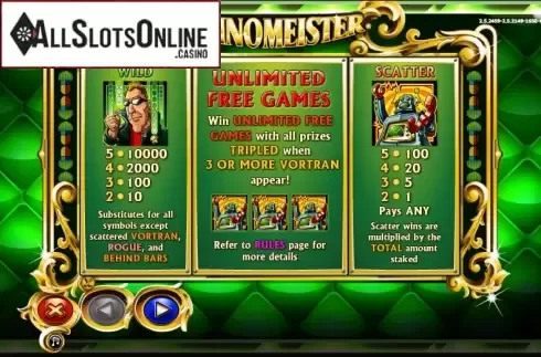Paytable 1. Casinomeister from NextGen