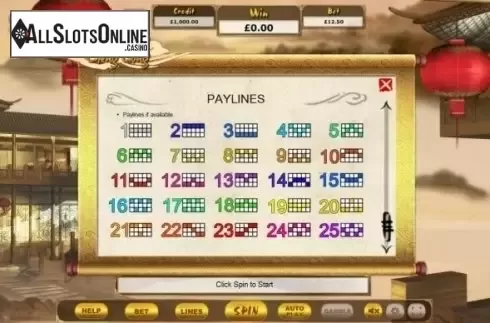 Paylines. Cheng Gong from Eyecon