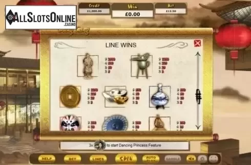 Paytable. Cheng Gong from Eyecon