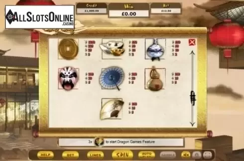 Paytable. Cheng Gong from Eyecon