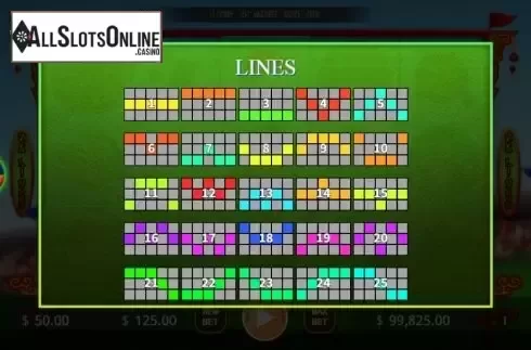 Paylines screen. Cu Ju from KA Gaming