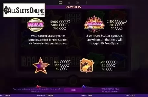 Paytable 1. Disco Double from iSoftBet
