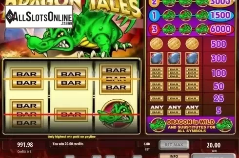 Wild Win screen. Dragon Tales from Tom Horn Gaming