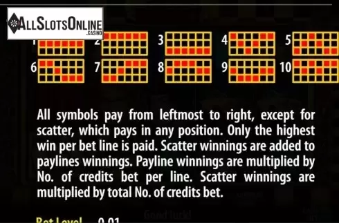 Paytable screen 2 . Driver from Nazionale Elettronica