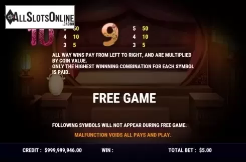 Paytable 3. Fortune Beauty from Slot Factory