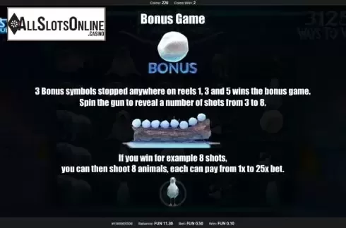 Bonus game screen